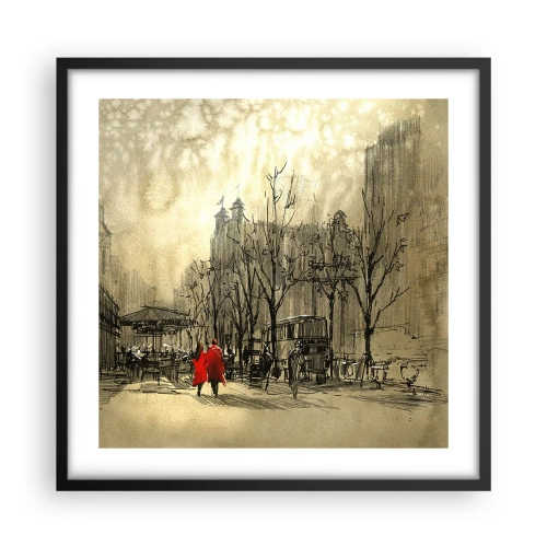 Poster în ramă neagră - O întâlnire în ceața londoneză  - 50x50 cm