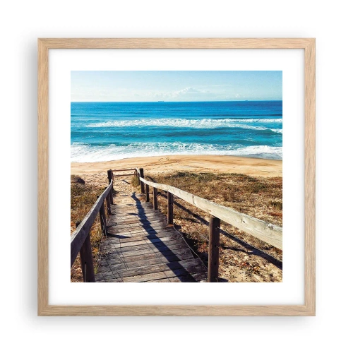 Poster în ramă de stejar deschis - Aleargă! - 40x40 cm