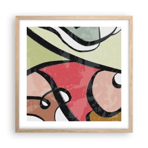 Poster în ramă de stejar deschis - Piruetă printre culori - 50x50 cm