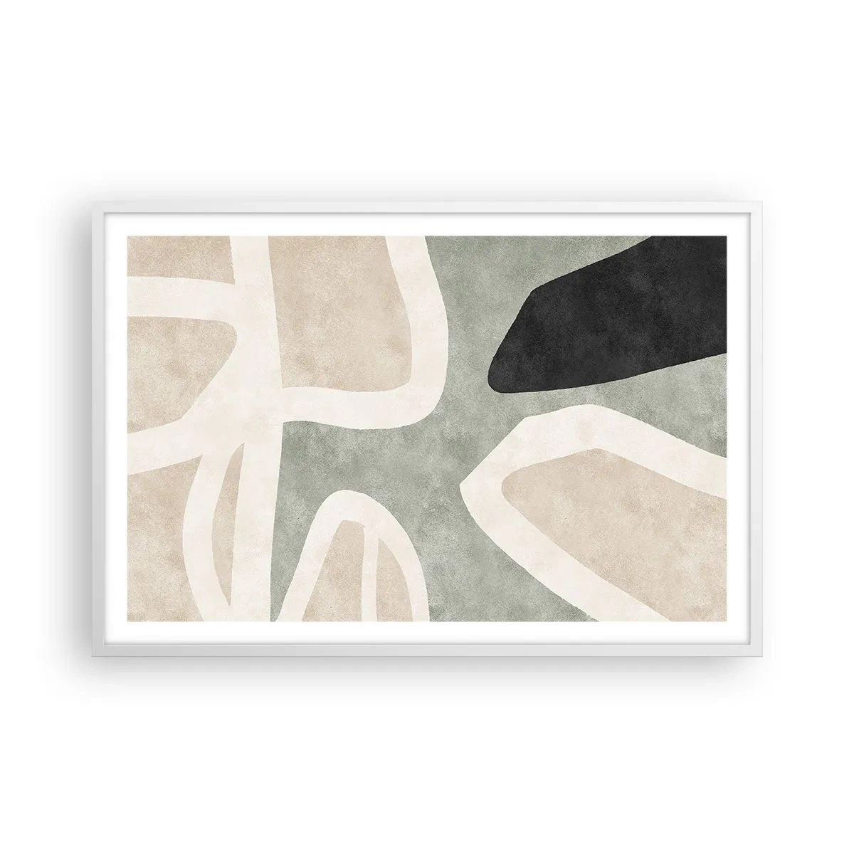 Poster în ramă albă - Compoziție cu motiv negru - 91x61 cm