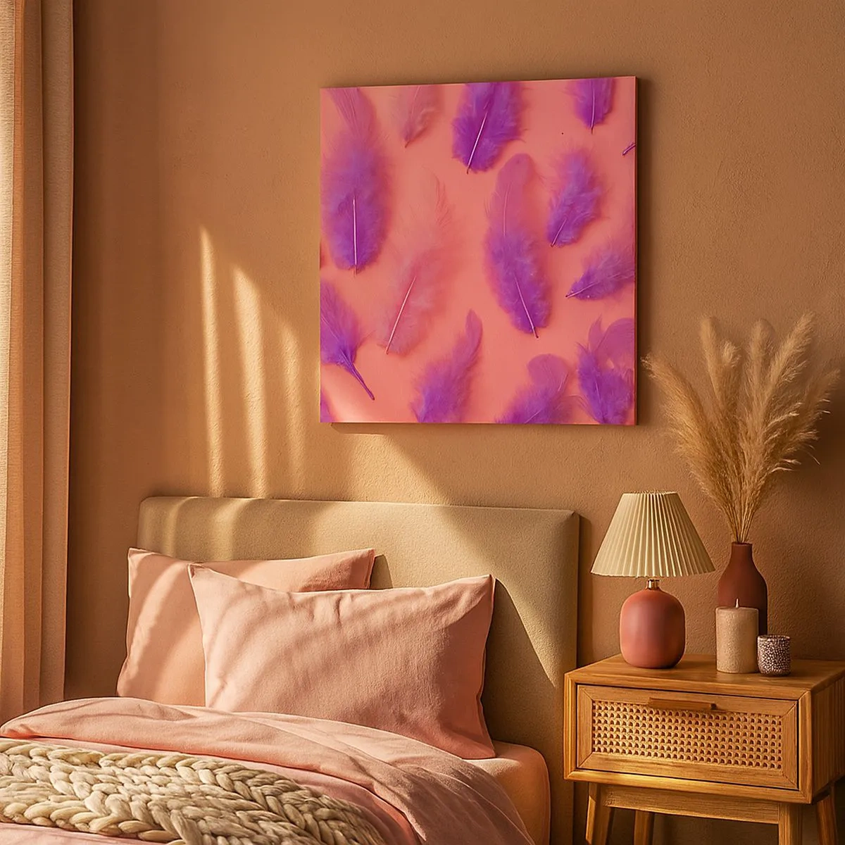 Tablou pe pânză - Pasăre liliac de dorință - 30x30 cm