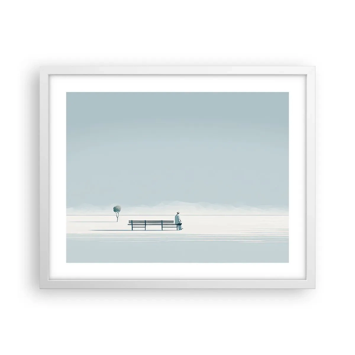 Poster în ramă albă - Da, aștept. - 50x40 cm