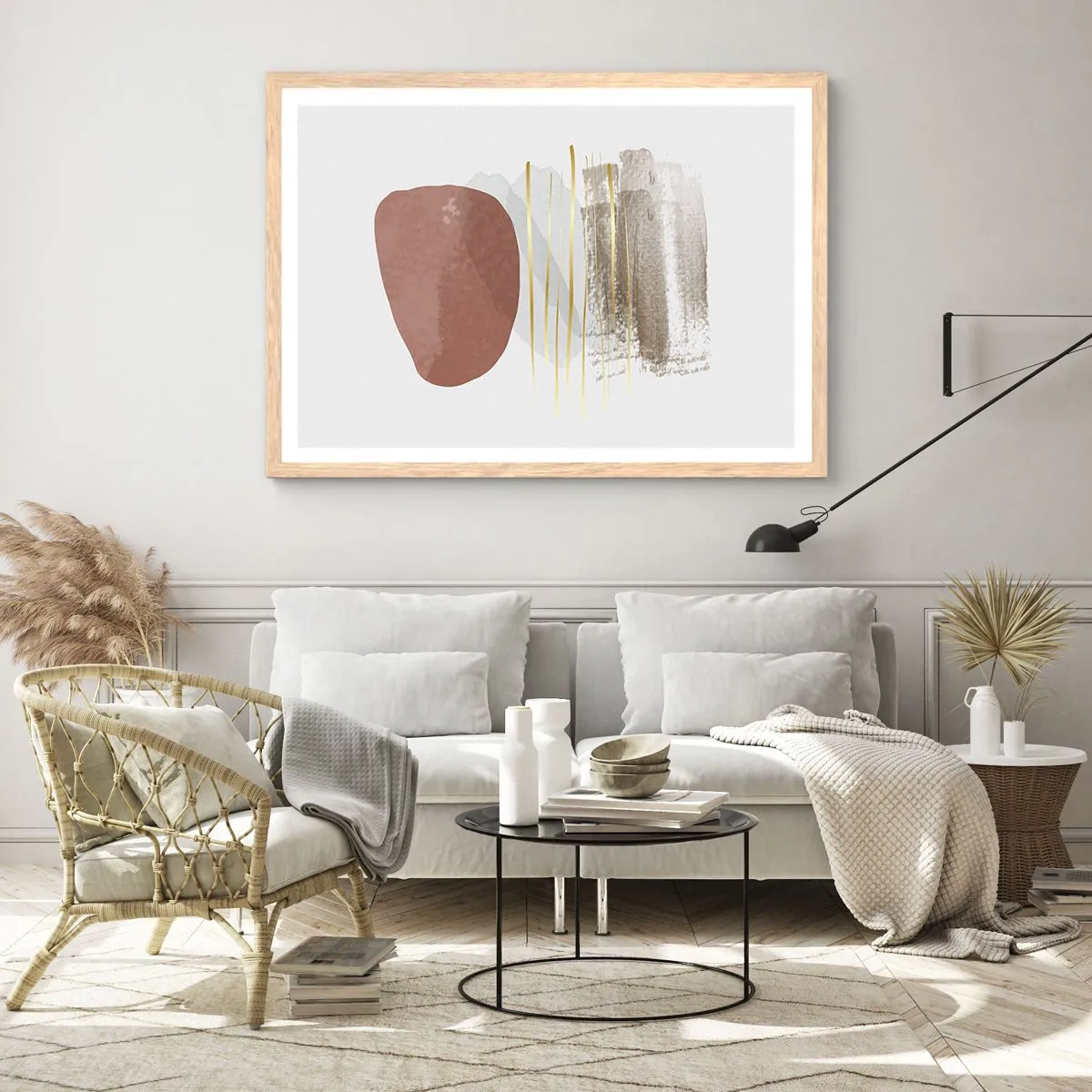 Poster în ramă de stejar deschis - Colonadă abstractă - 91x61 cm