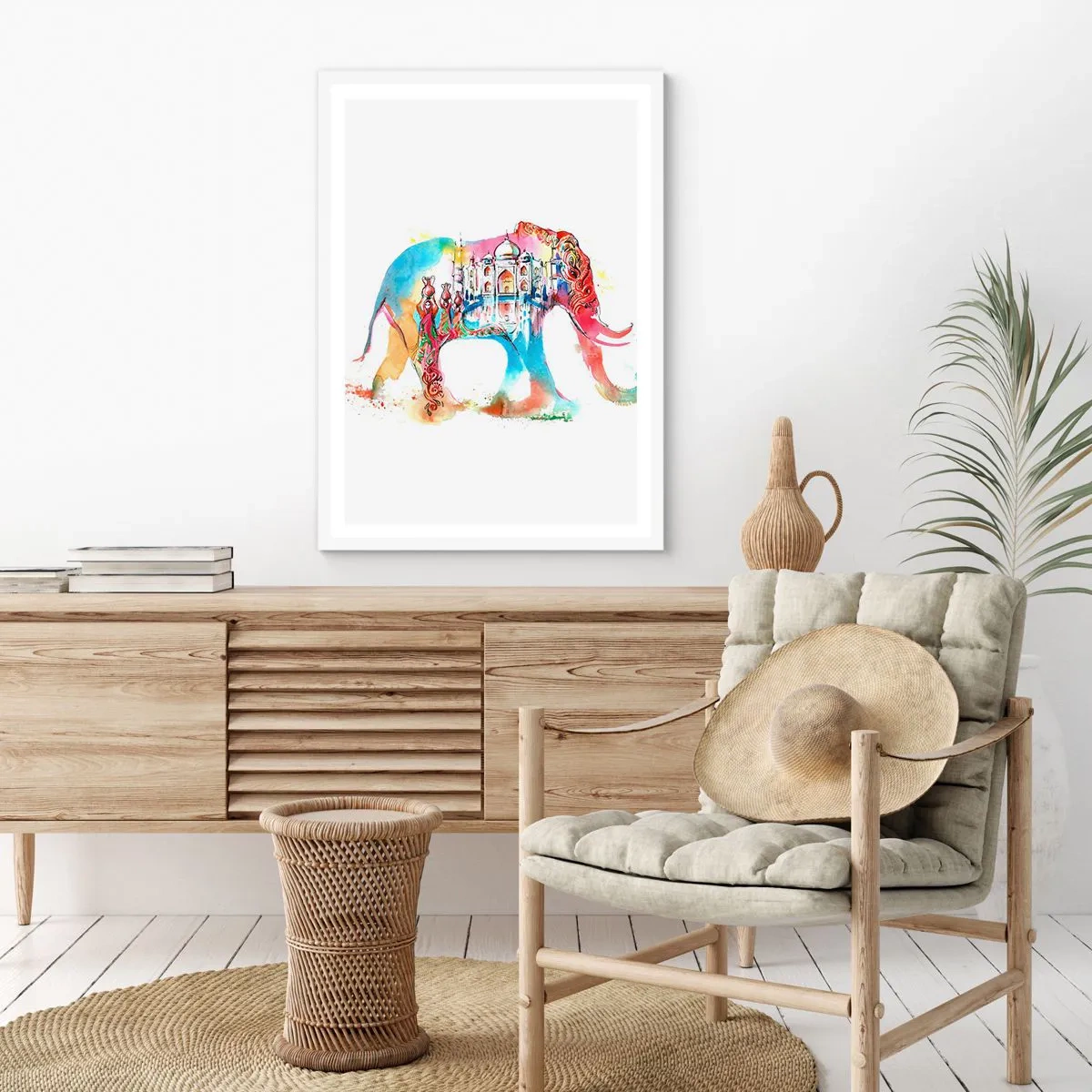 Poster în ramă albă - India - aura iubirii - 70x100 cm