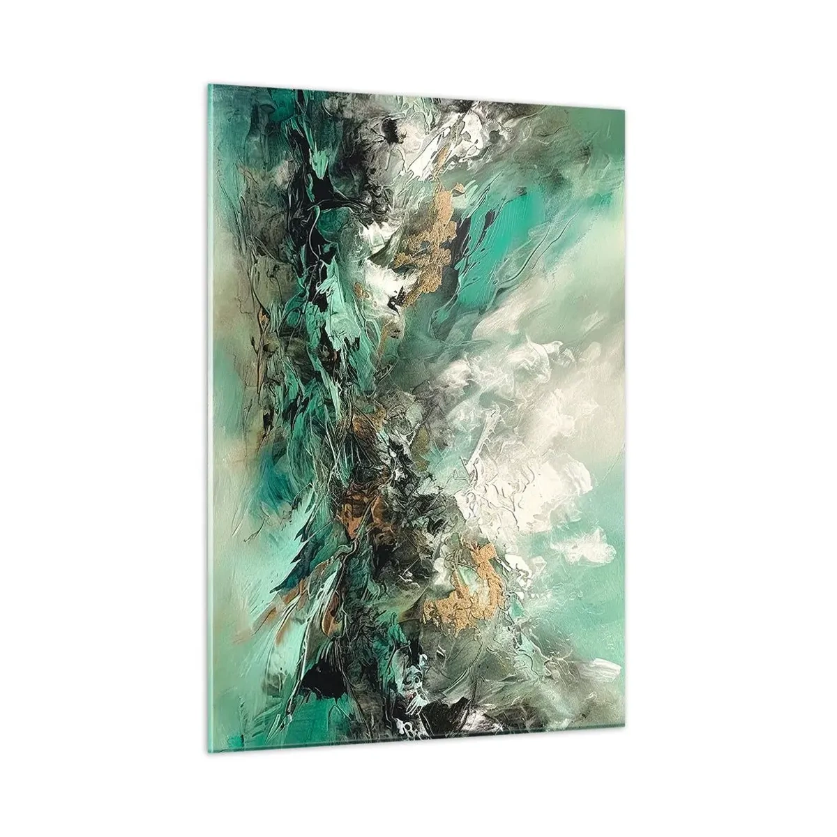 Tablou pe sticlă - Fierbere negru-smarald - 50x70 cm