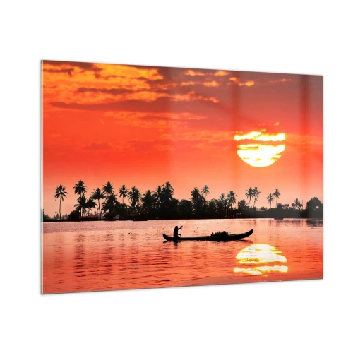 Tablou pe sticlă - Liniștea tropicelor la apus de soare - 100x70 cm