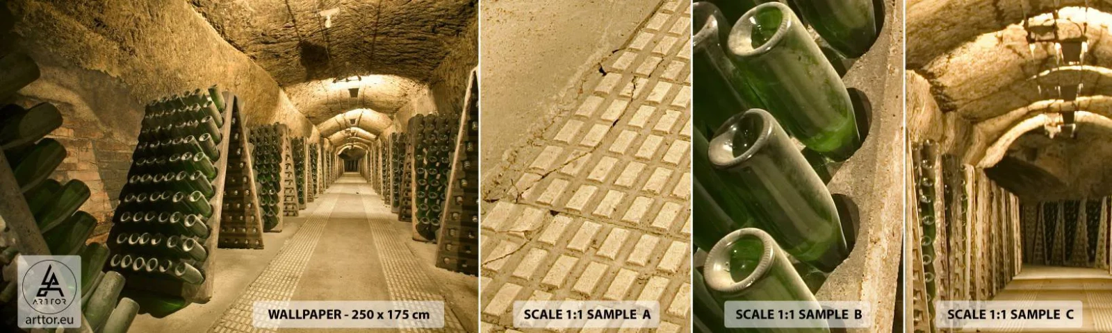 Mostră de Tapet Standard Eco - Nașterea gustului - Gastronomie, O sticla de vin, Pivniță - 100x30 cm