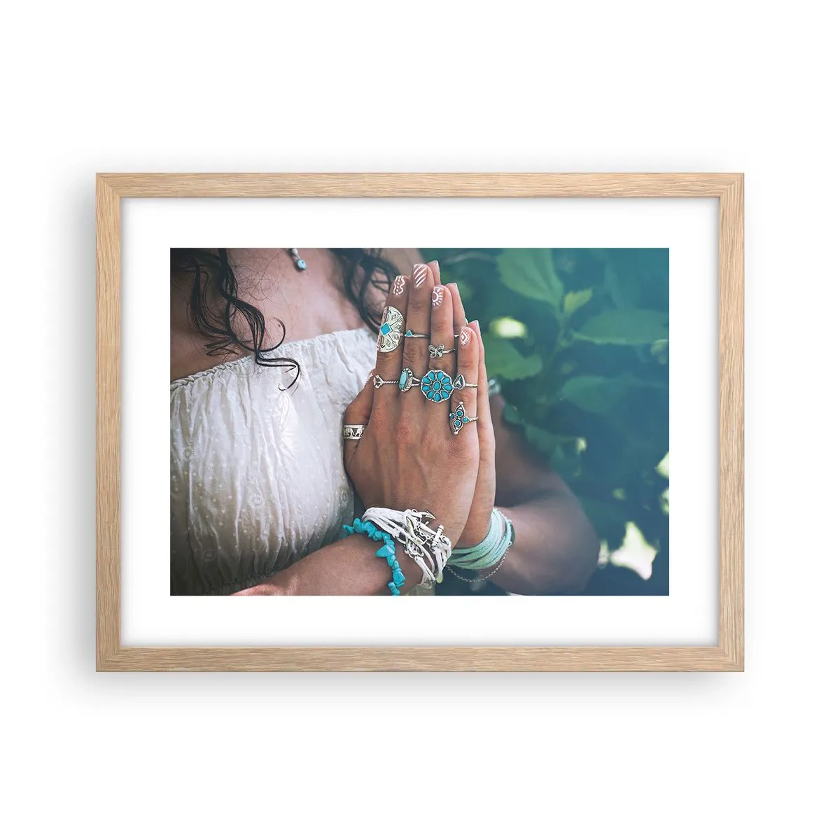 Poster în ramă de stejar deschis - Bine ați venit în centrul ființei - 40x30 cm