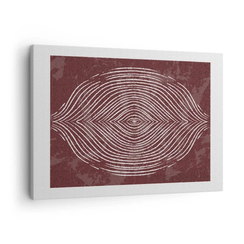 Tablou pe pânză Canvas - Unde simetrice în linii albe pe un fundal maro - 70x50cm - Spațiul vorbește - Decorațiune modernă pentru perete pentru living și dormitor ARTTOR