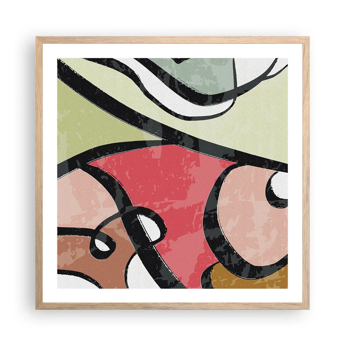 Poster în ramă de stejar deschis - Piruetă printre culori - 60x60 cm