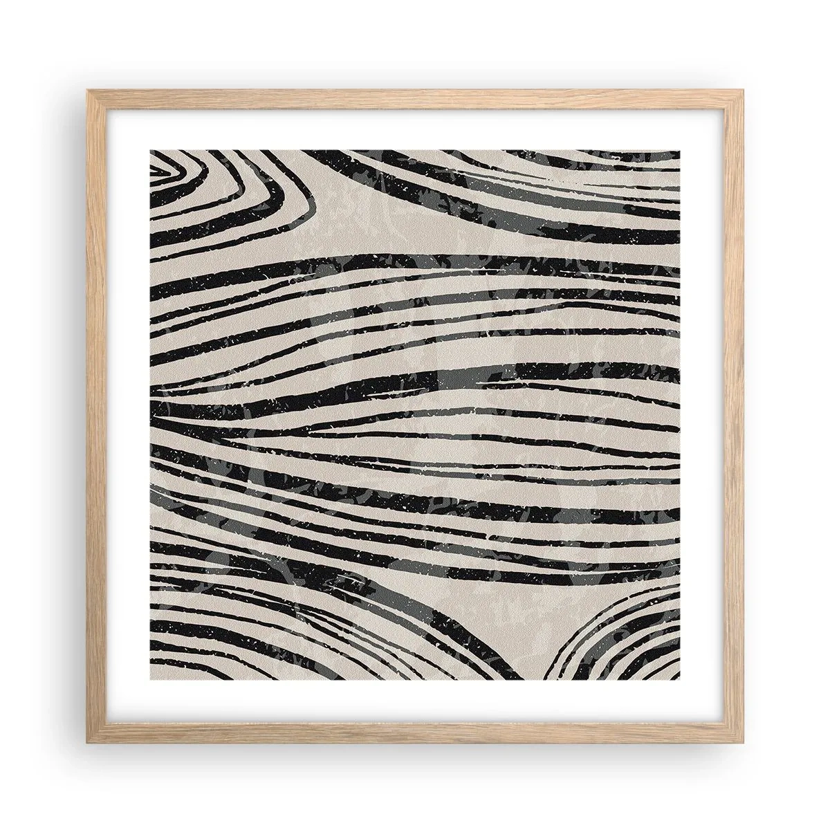 Poster în ramă de stejar deschis - Deversare de linii - 50x50 cm