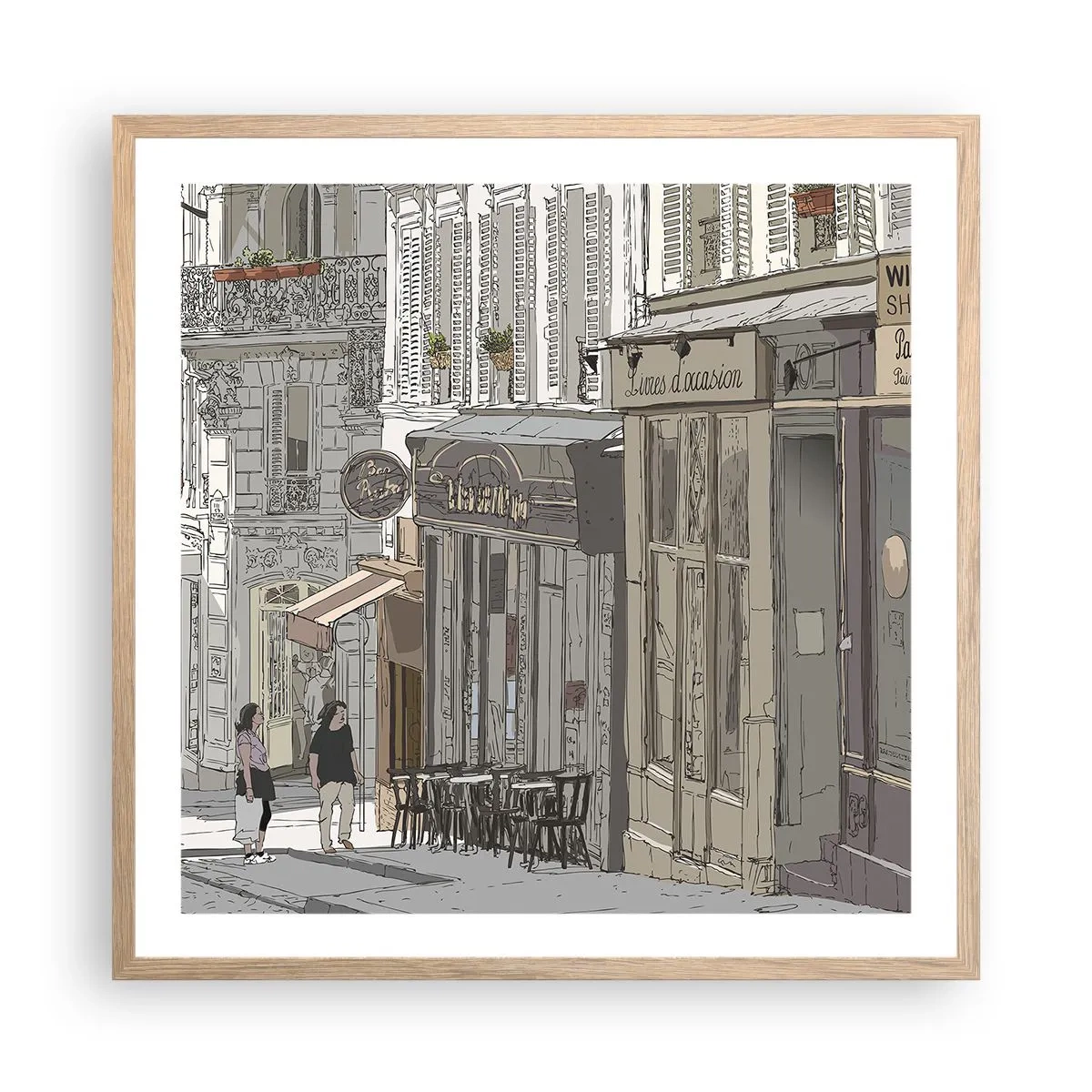 Poster în ramă de stejar deschis - Bucurii urbane - 60x60 cm