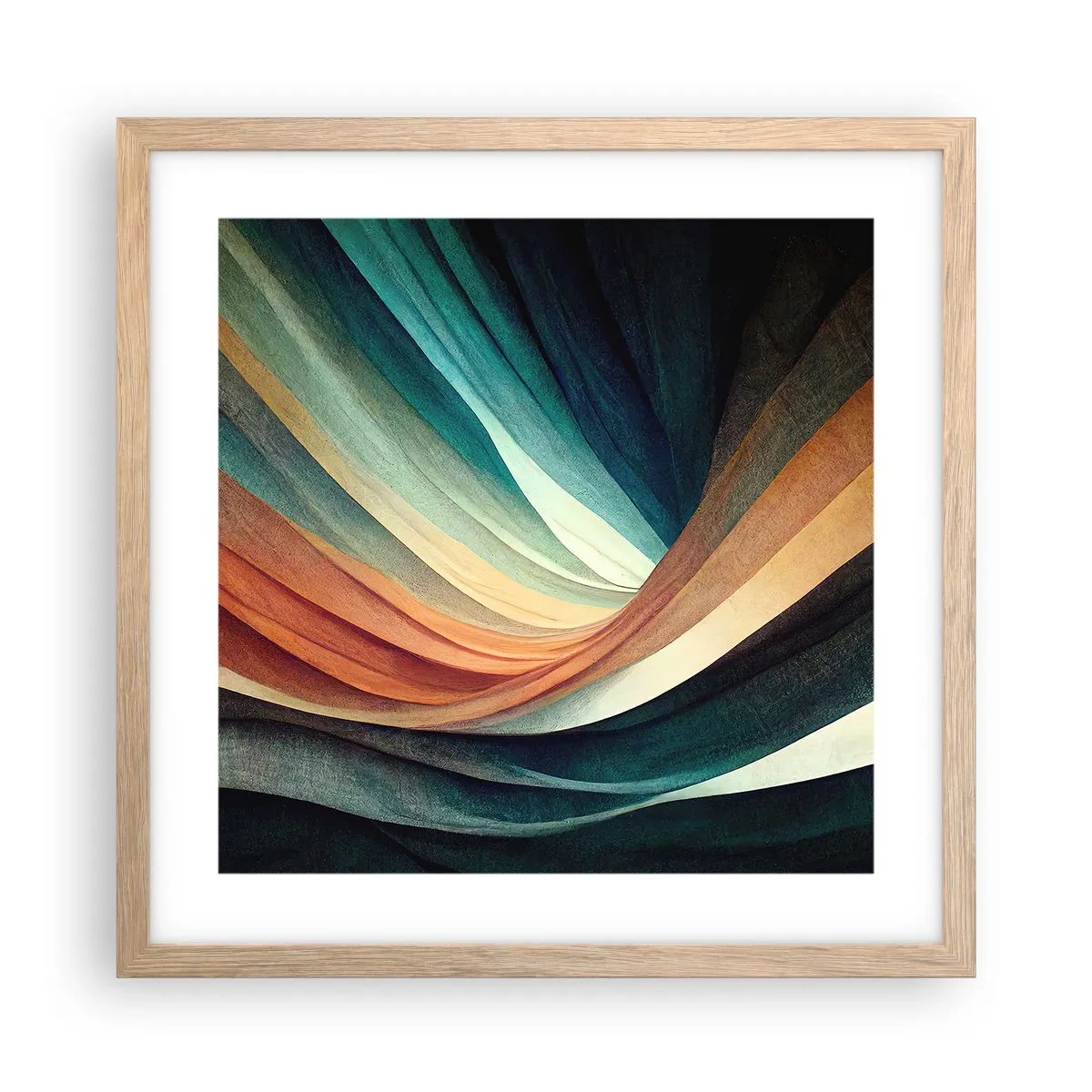 Poster în ramă de stejar deschis - Țesute din culori - 40x40 cm