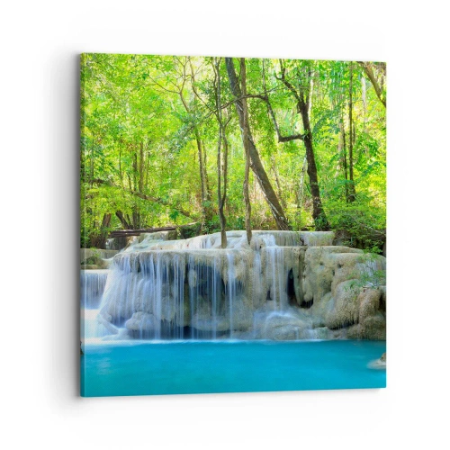 Tablou pe pânză - Scufundat în turcoaz și verde - 70x70 cm