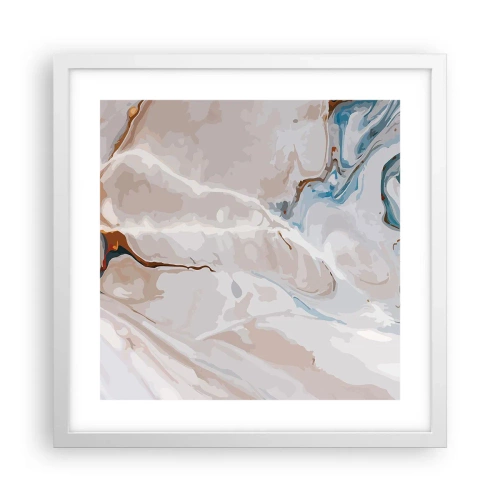 Poster în ramă albă - Meandre albastre sub alb - 40x40 cm