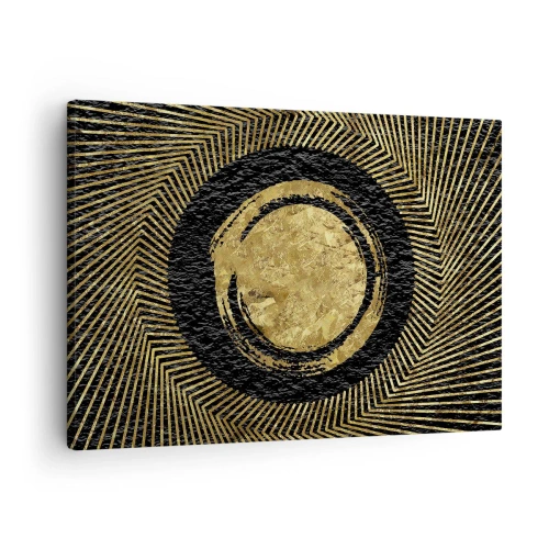 Tablou pe pânză Canvas - Compoziție geometrică în negru și auriu cu raze - 70x50cm - Compoziție glamour - Decorațiune modernă pentru perete pentru living și dormitor ARTTOR