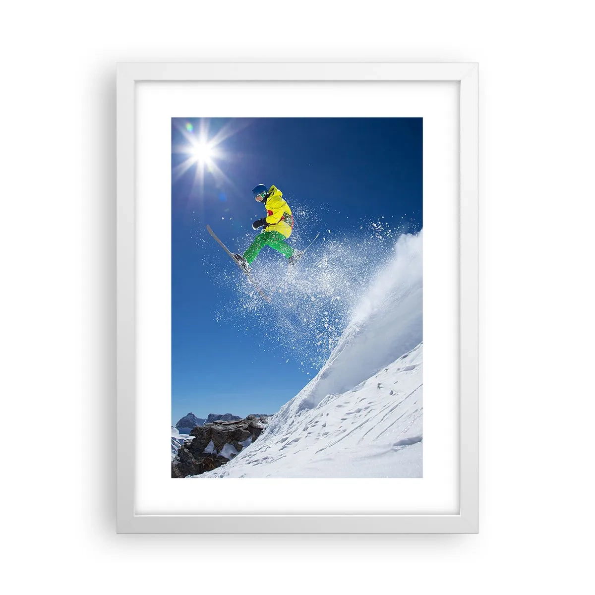 Poster în ramă albă - Dansând cu munții - 30x40 cm