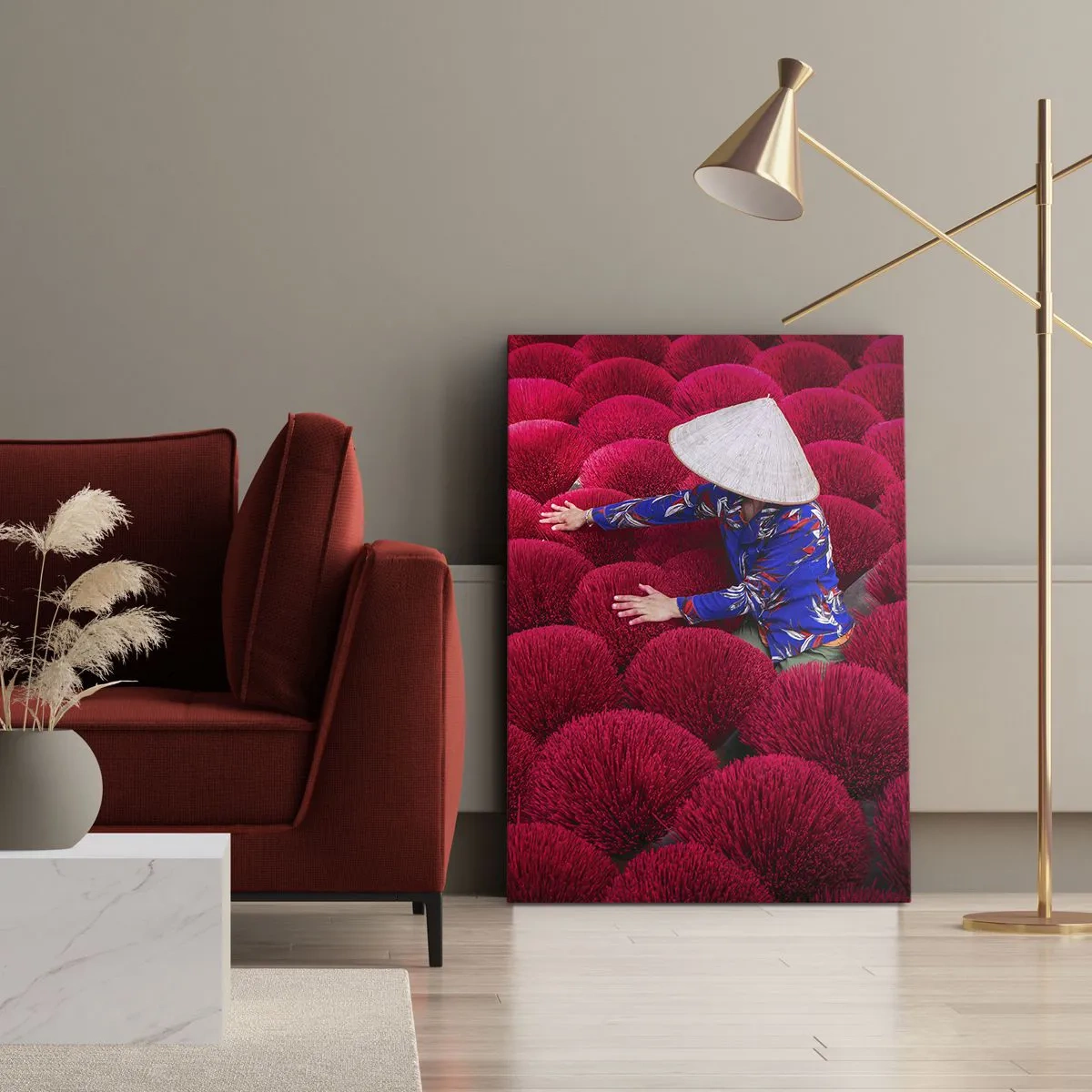 Tablou pe pânză - Într-un câmp de orez - 45x80 cm