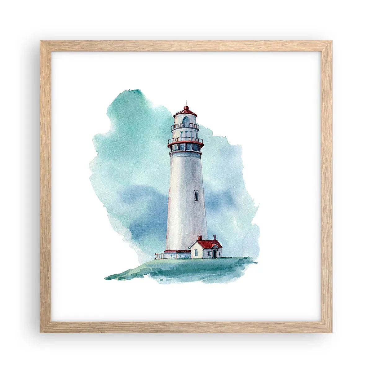 Poster în ramă de stejar deschis - Sora blândă a albastrului - 40x40 cm