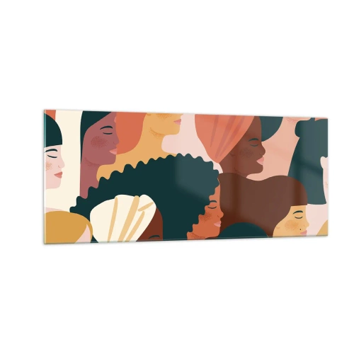 Tablou pe sticlă - Numai feminitate - 100x40 cm
