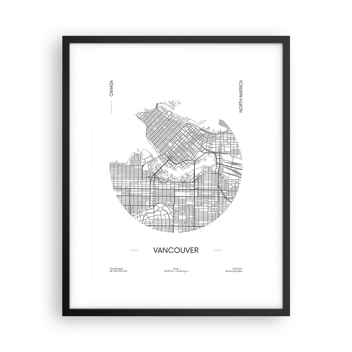 Poster în ramă neagră - Anatomia Vacouverului - 40x50 cm