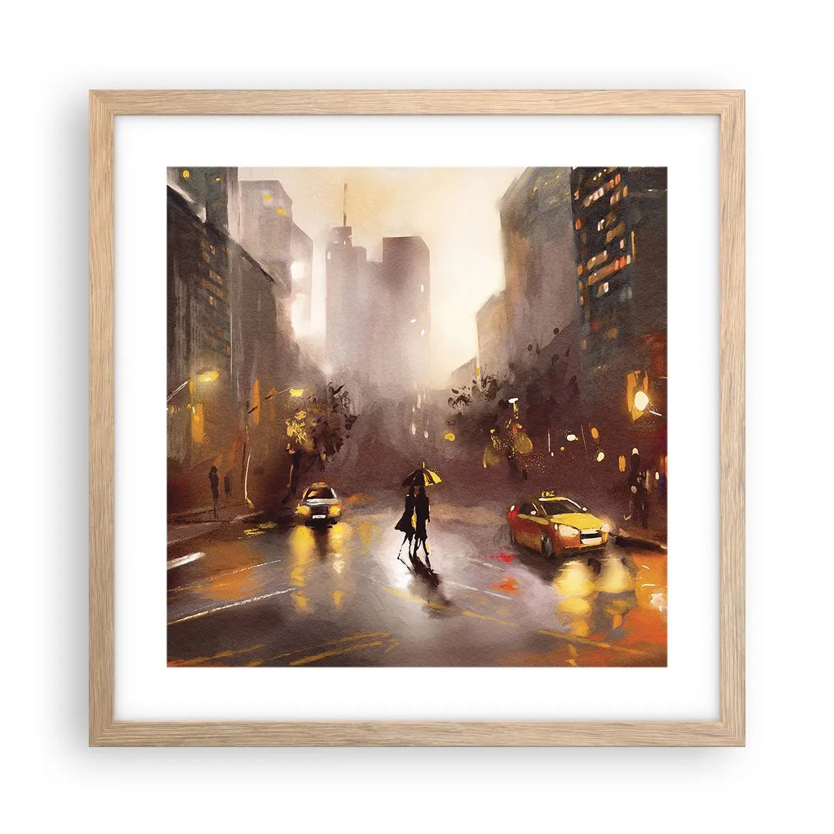 Poster în ramă de stejar deschis - În luminile New York-ului - 40x40 cm