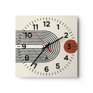 Ceas de perete - Ceas pe sticlă - Magnetismul formelor și al culorilor - 30x30 cm