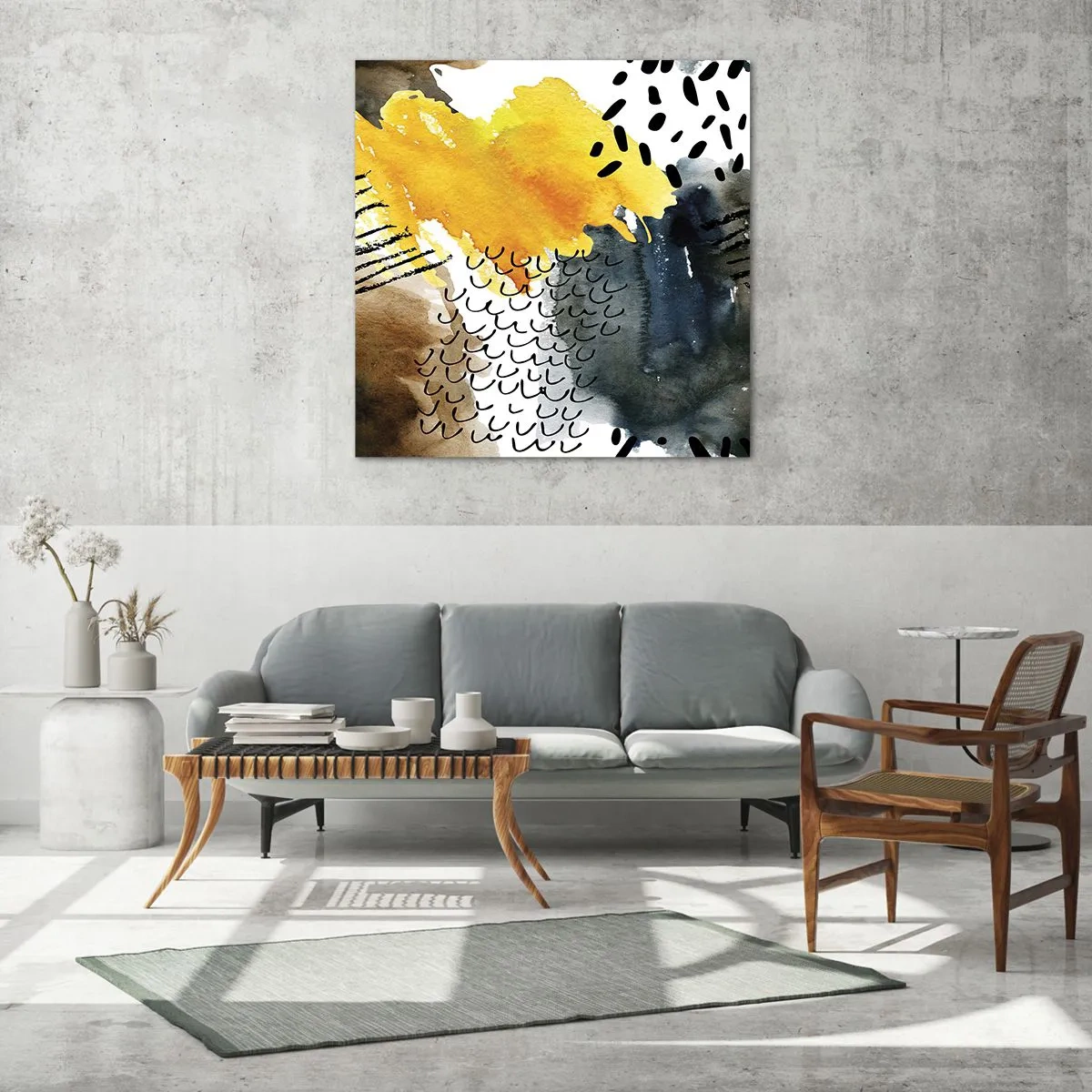 Tablou pe sticlă - O întâlnire a elementelor - 60x60 cm