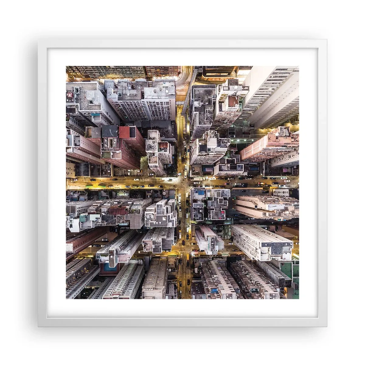 Poster în ramă albă - Salutări din Hongkong - 50x50 cm