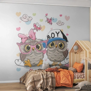 Tapet Premium Canvas - Să ne iubim! - Pentru copii, Bufniţă, Fluture - 100x70 cm