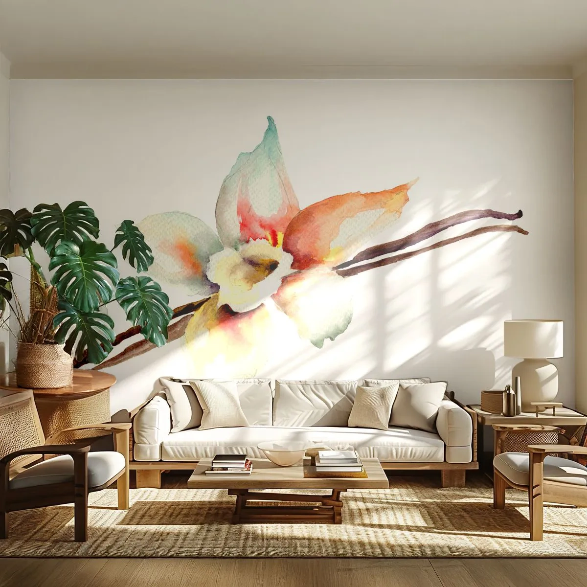 Tapet Standard Eco - Dulceața stropită - Floare de vanilie, Floare, baton de vanilie - 200x140 cm