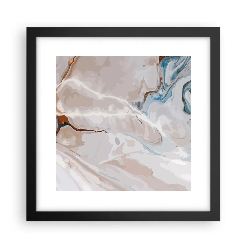 Poster în ramă neagră - Meandre albastre sub alb - 30x30 cm