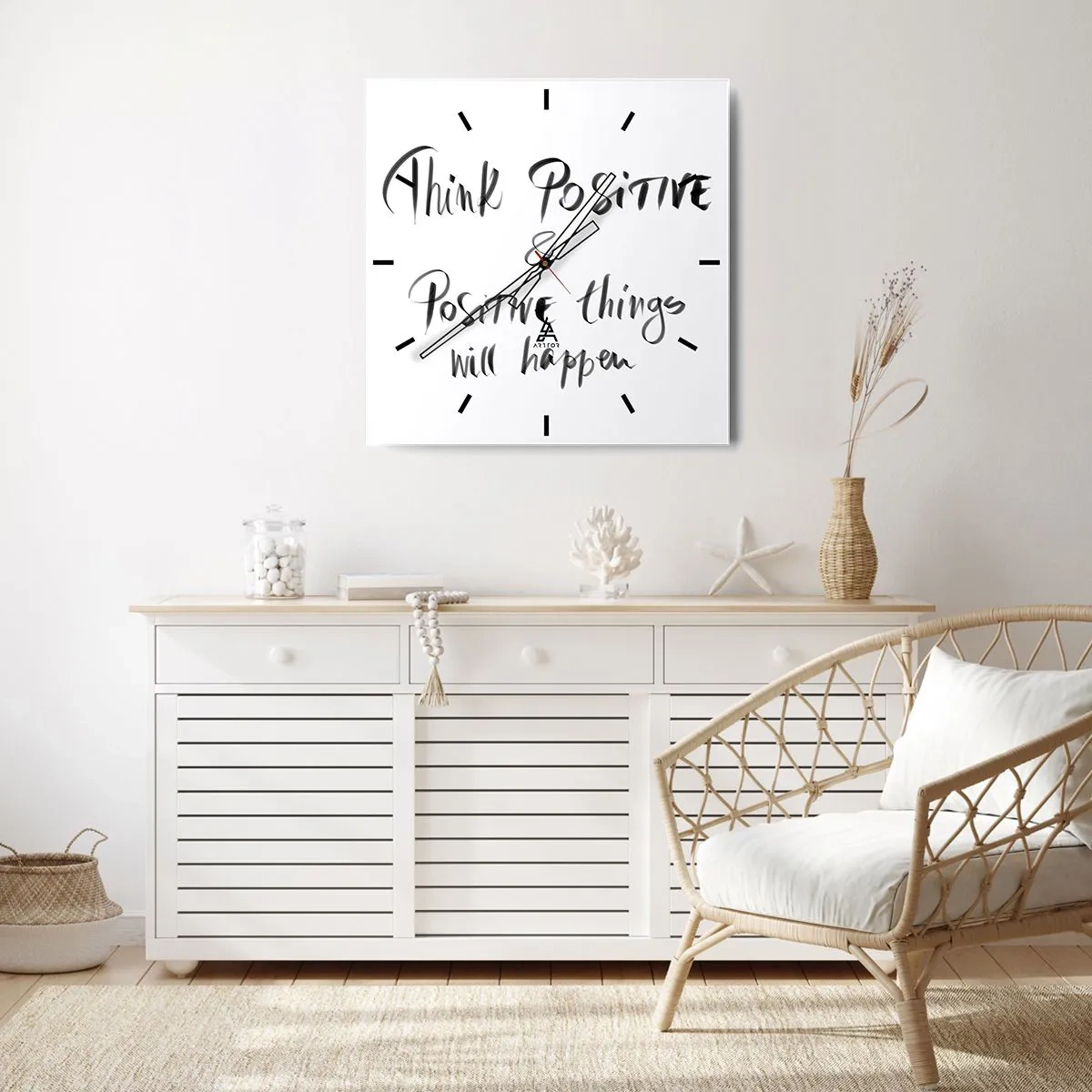 Ceas de perete - Ceas pe sticlă - Cum să trăim bine? - 40x40 cm