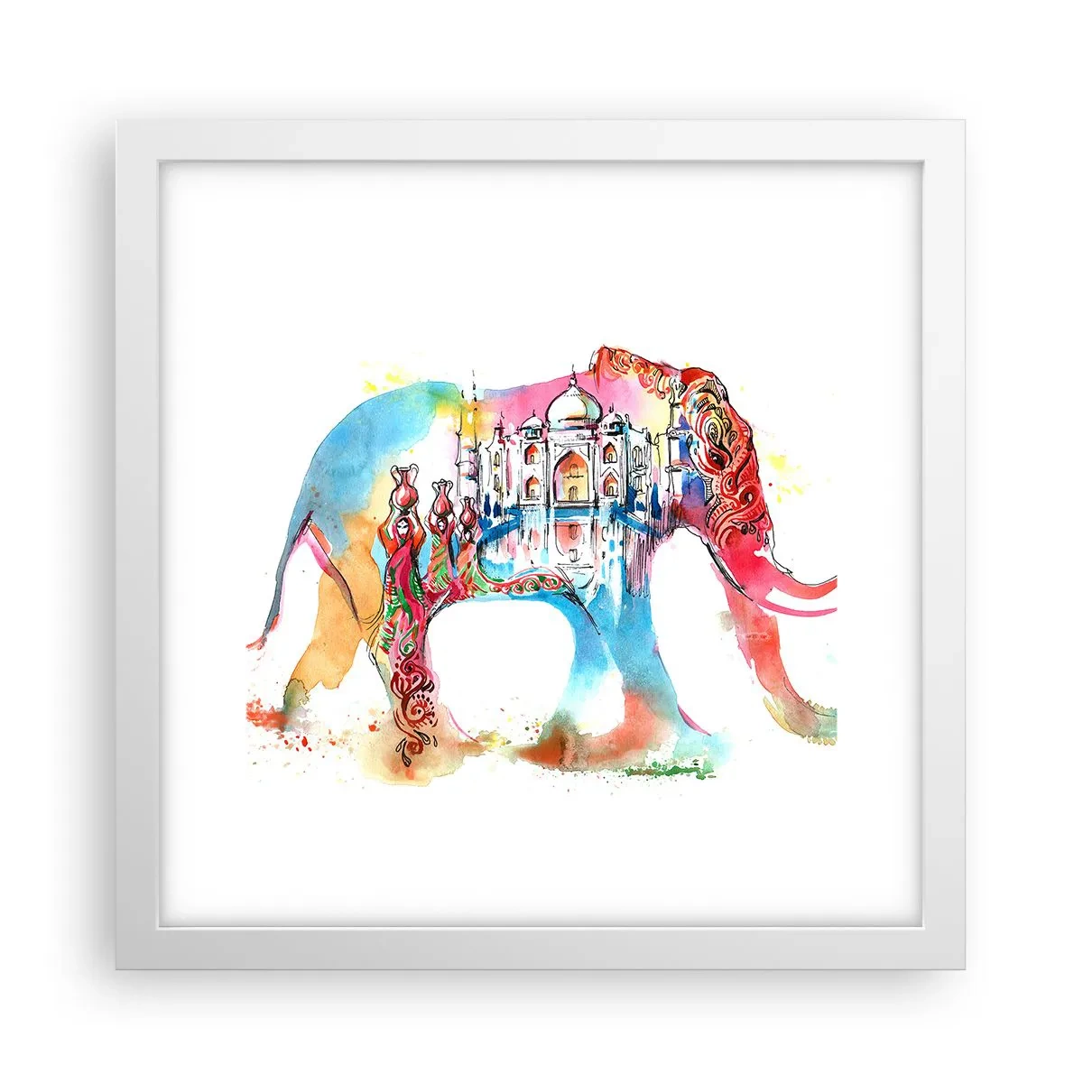 Poster în ramă albă - India - aura iubirii - 30x30 cm