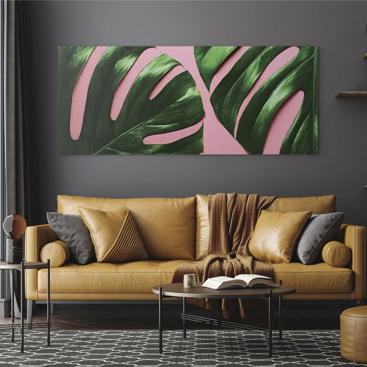 Tablou pe sticlă - Întâlnire verde - 90x30 cm