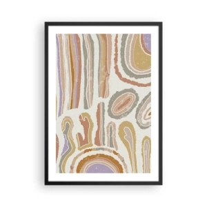 Poster în ramă neagră - Modele organice abstracte în tonuri calde de pământ - 50x70cm - Secțiuni colorate - Decorațiune modernă pentru perete pentru living și dormitor ARTTOR