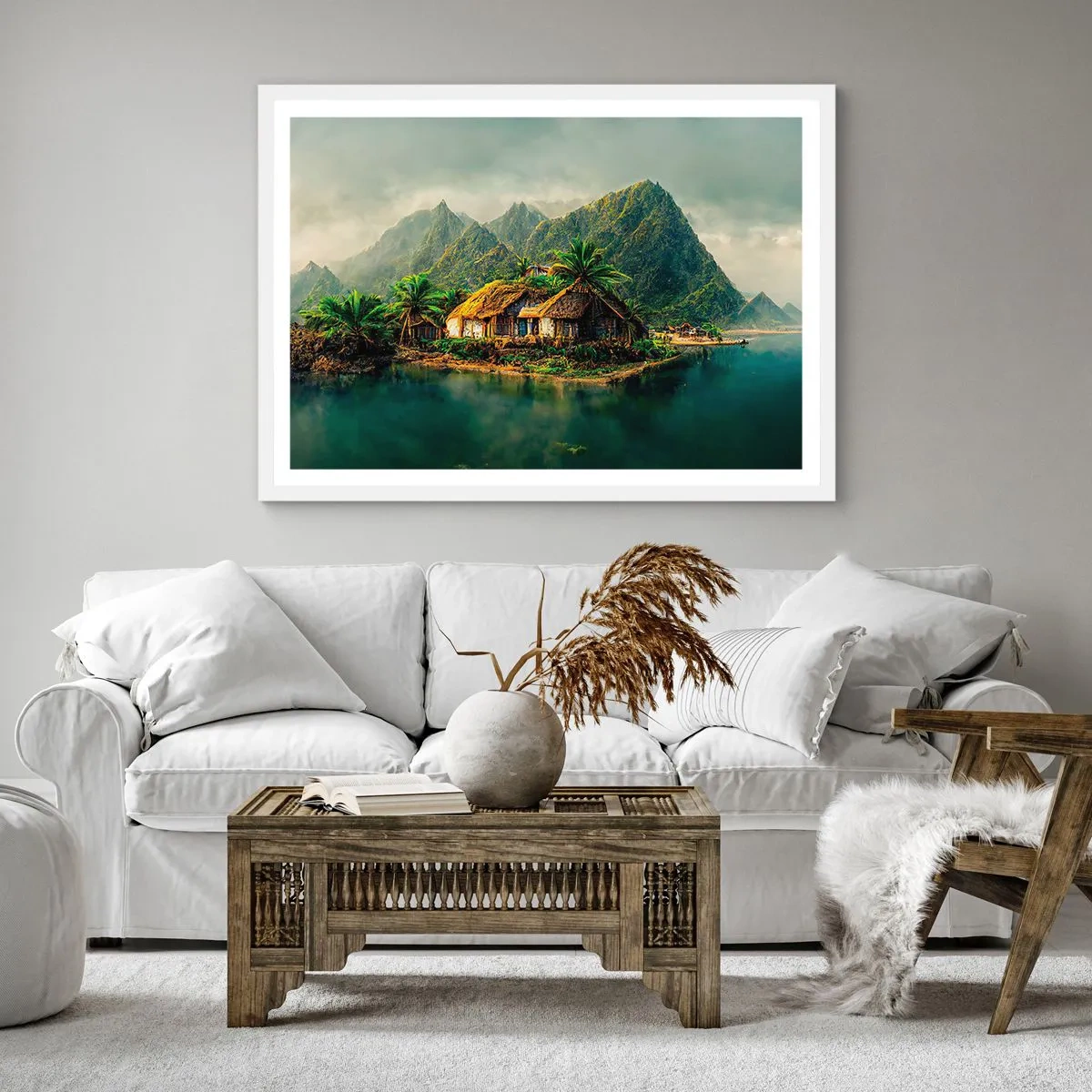 Poster în ramă albă - Paradisul tropical - 30x30 cm