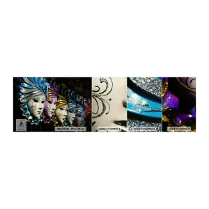 Mostră de Tapet Standard Eco - Mister în aur și argint - Mască venețiană, Veneția, Carnaval - 100x30 cm