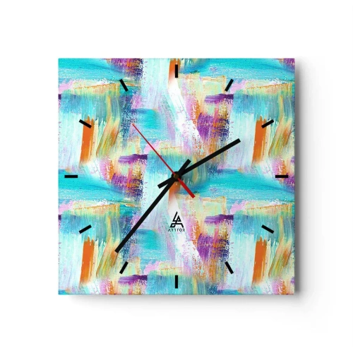 Ceas de perete - Ceas pe sticlă - Mâzgălire veselă - 30x30 cm