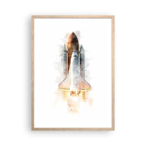 Poster în ramă de stejar deschis - Exploratorii la start - 50x70 cm