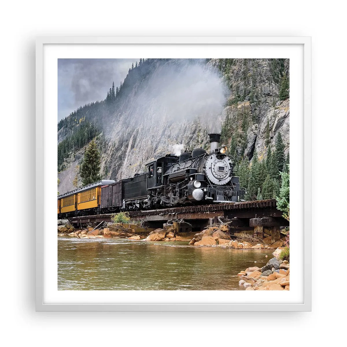 Poster în ramă albă - Și încotro? Unde? - 60x60 cm