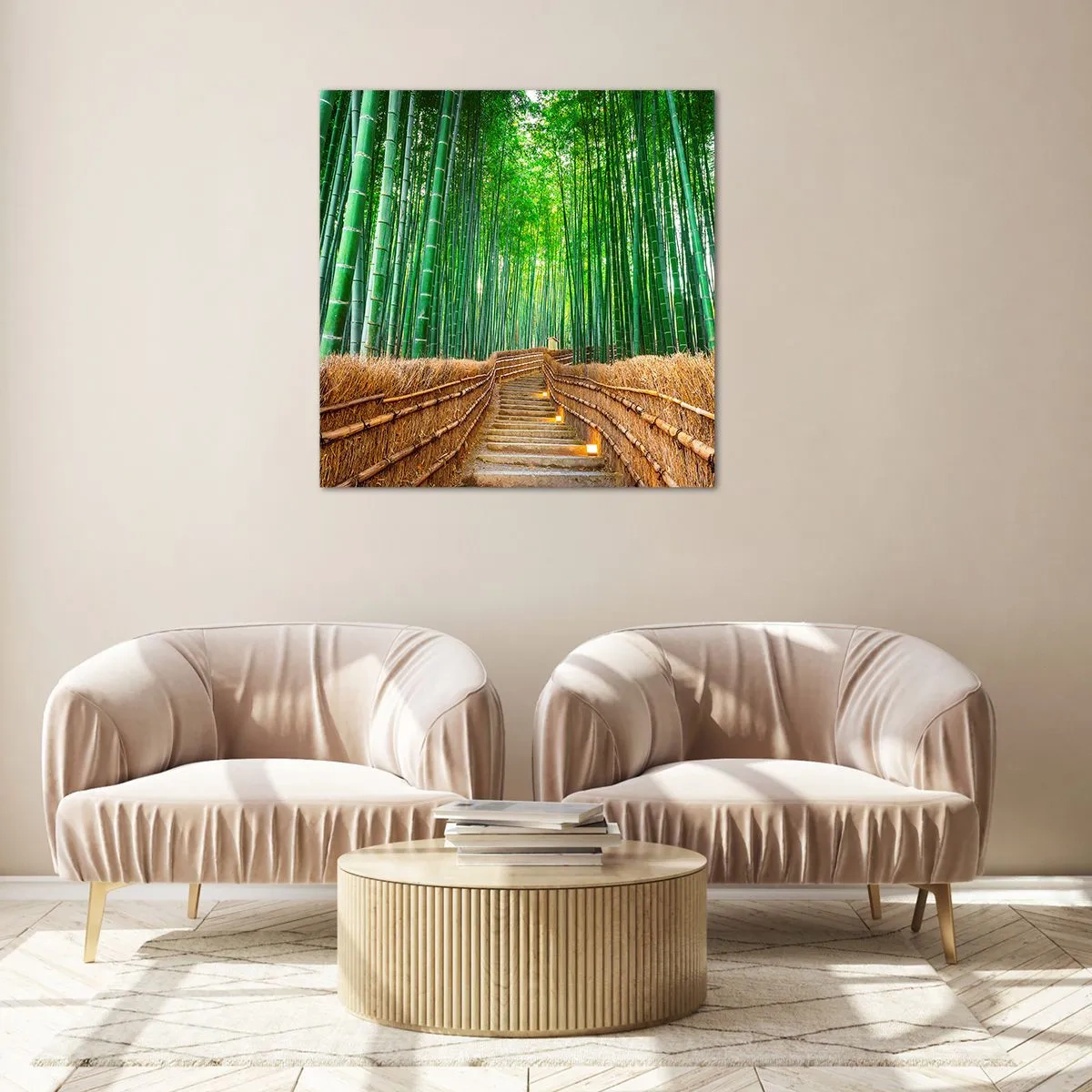 Tablou pe sticlă - Esența naturii asiatice - 30x30 cm