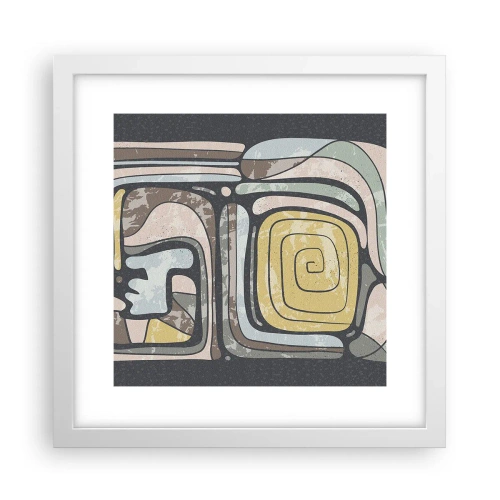 Poster în ramă albă - Abstracție în spirit precolumbian - 30x30 cm