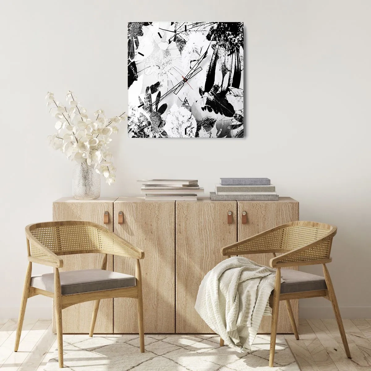 Ceas de perete - Ceas pe sticlă - Toamna în negativ - 40x40 cm