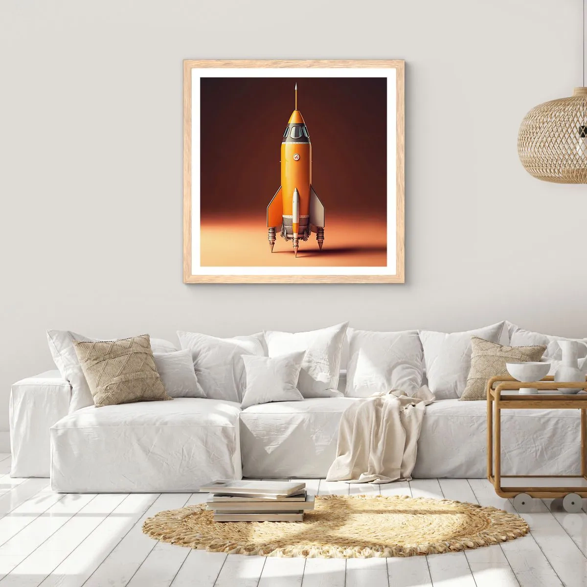 Poster în ramă de stejar deschis - Totul începe cu un vis - 40x40 cm