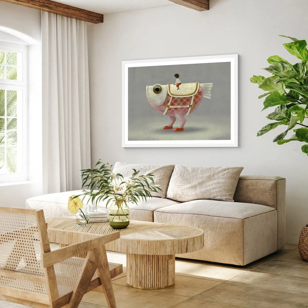 Poster în ramă albă - Călărețul Pescărel - 91x61 cm