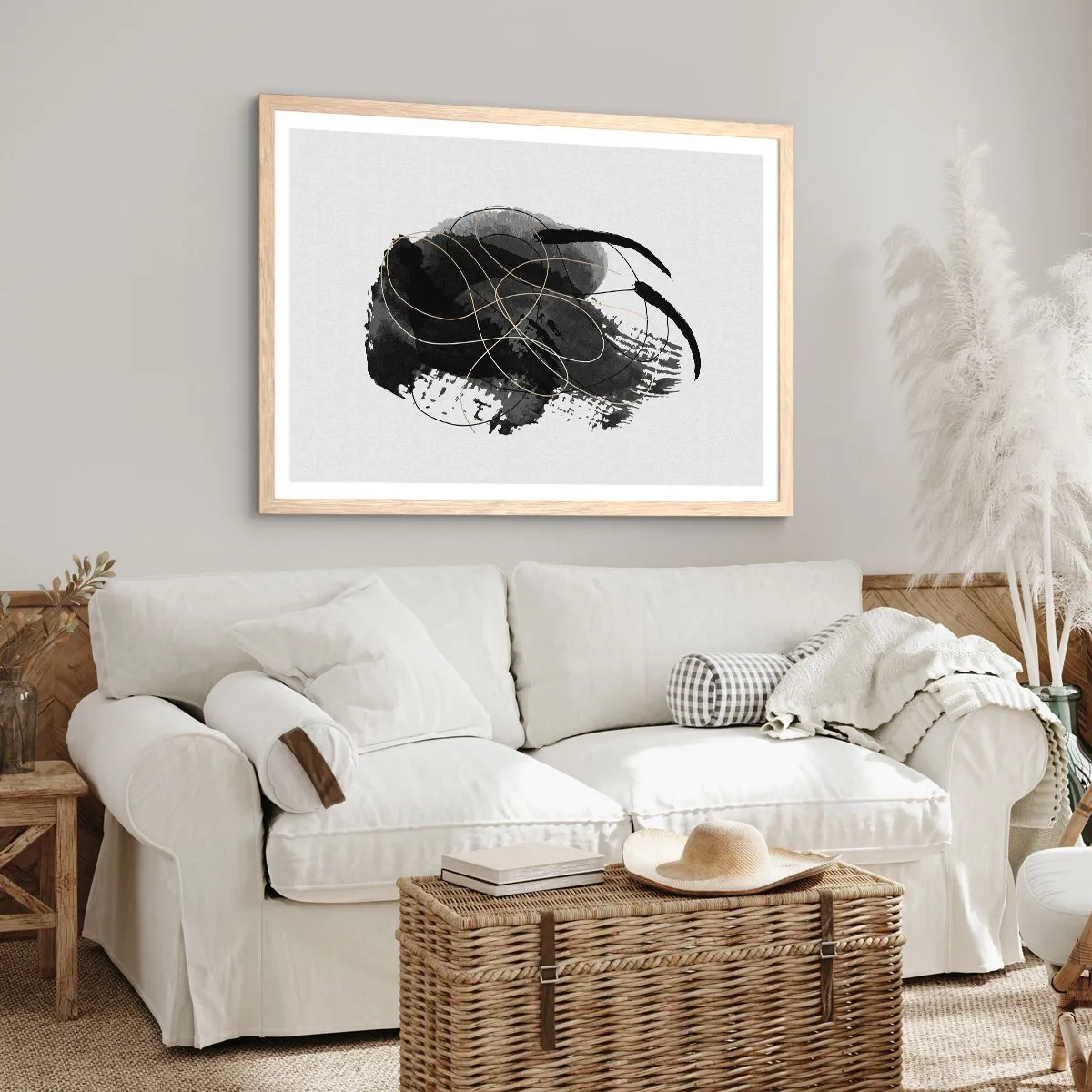 Poster în ramă de stejar deschis - Provenit din negru - 50x40 cm