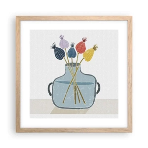 Poster în ramă de stejar deschis - Paparune sau maci? - 40x40 cm