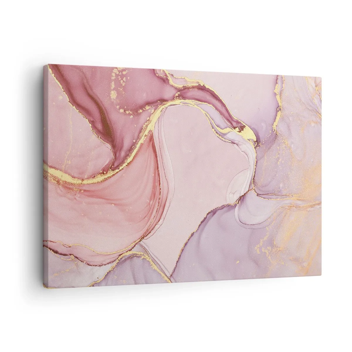 Tablou pe pânză Canvas - Modele abstracte delicate în nuanțe de roz și auriu - 70x50cm - O mângâiere de culoare - Decorațiune modernă pentru perete pentru living și dormitor ARTTOR