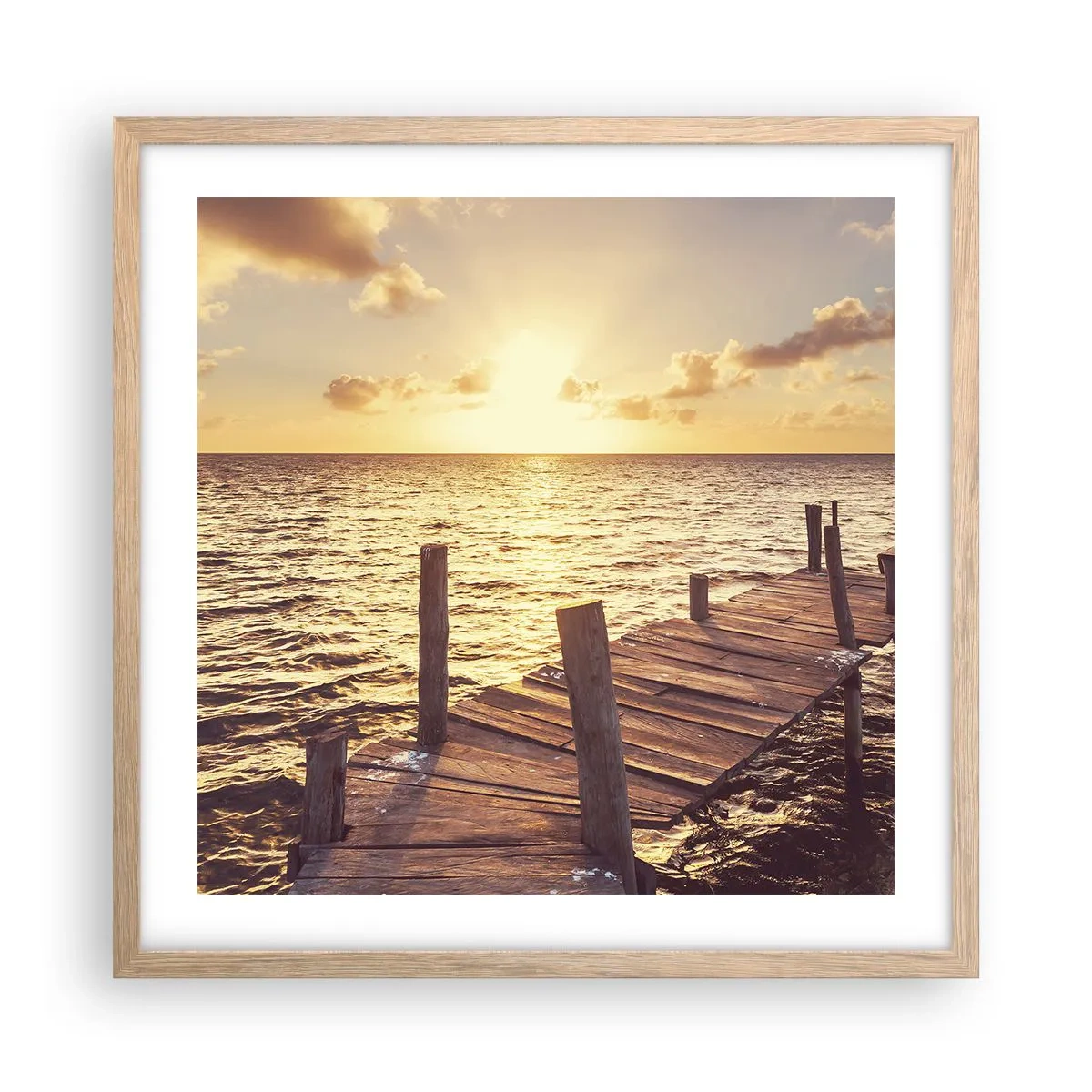 Poster în ramă de stejar deschis - Tărâmul de aur al blândeții - 50x50 cm